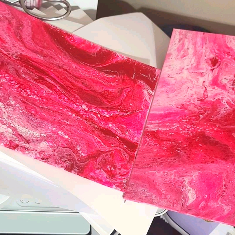 2 gorgeous handmade acrylic pours w/cells